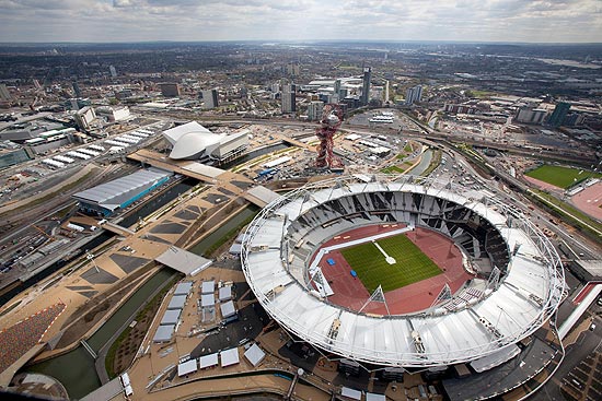 Vista aérea do estádio que receberá os Jogos Olímpicos