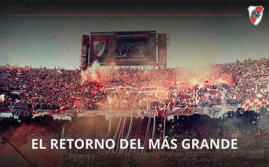 Imagem no site do River Plate, anunciando o acesso  primeira diviso da Argentina