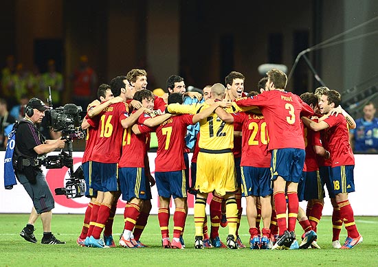 Espanhóis comemoram título da Eurocopa