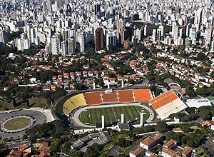 Vista aérea do estádio do Pacaembu