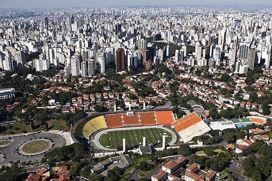 Vista aérea do estádio do Pacaembu 