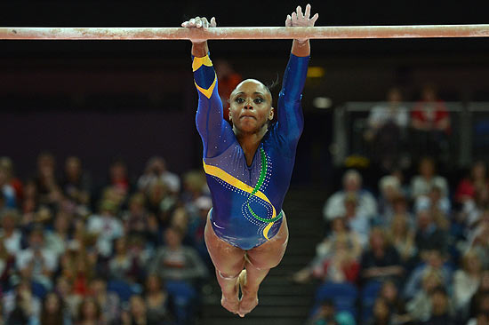A ginasta brasileira Daiane dos Santos em ao nos Jogos de Londres
