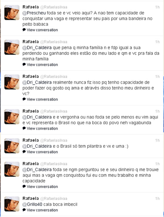 Rafaela Silva xinga seguidores no twitter