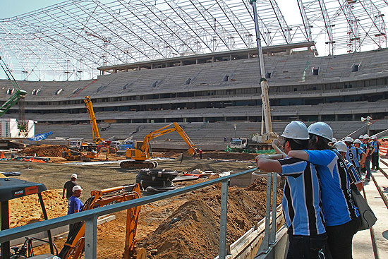 Obras da futura Arena do Grêmio, em Porto Alegre
