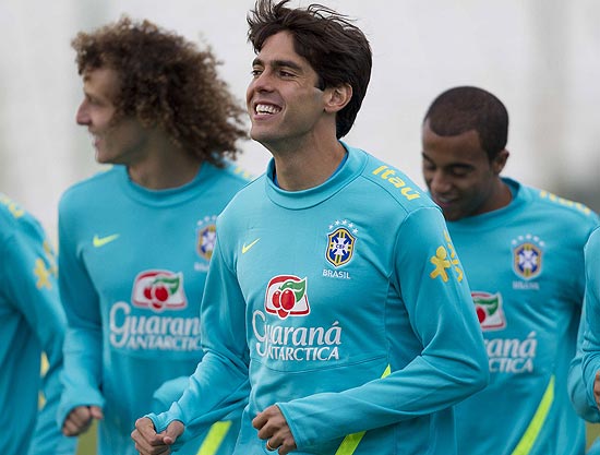 Kaká durante treino físico da seleção brasileira em Wroclaw, na Polônia