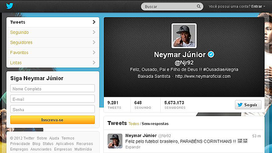 Reproduo do Twitter do Neymar