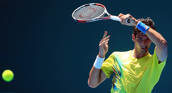 O tenista brasileiro Thomaz Bellucci em ação na Nova Zelândia