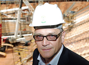 FIFA Secretary General Jerome Valcke poses during a visit to the construction site of the National Stadium