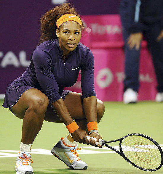 A tenista americana Serena Willams durante partida contra a polonesa Urszula Radwanska