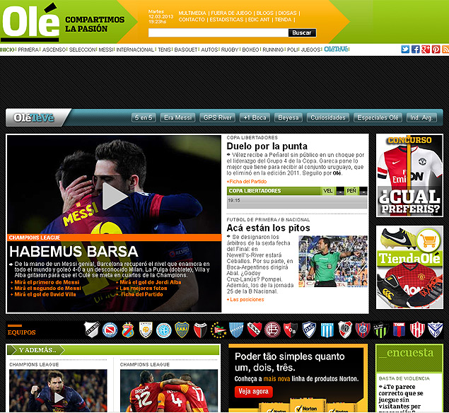 Reproduo do site do jornal argentino "Ol" com "Habemus Bara"