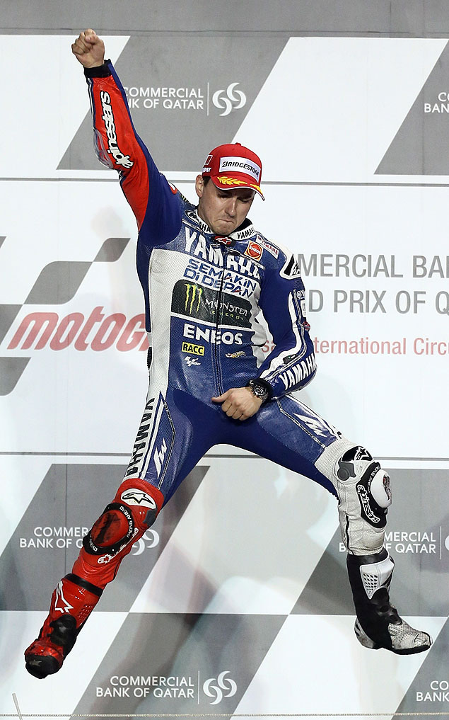 Jorge Lorenzo comemora vitria na primeira etapa da MotoGP