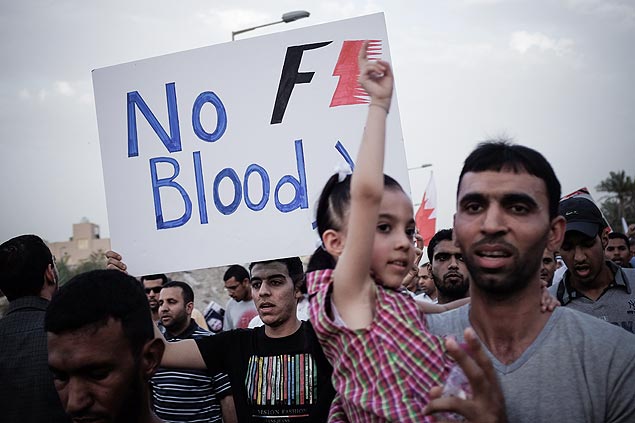 Manifestantes protestam contra o GP do Bahrein