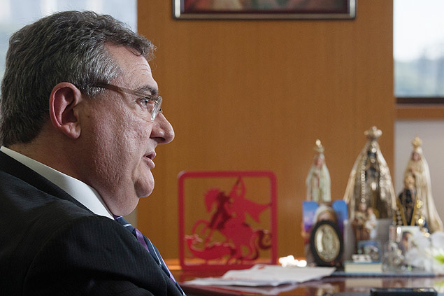 Presidente do Corinthians Mário Gobbi Filho concede entrevista em sua sala no Parque São Jorge