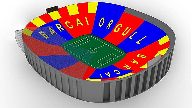 Imagem do site do Barcelona de como deve ficar o mosaico no estdio Camp Nou
