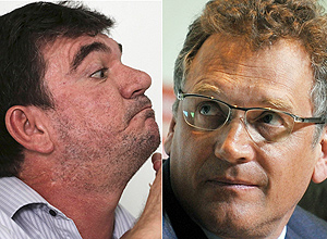 Andres Sanchez (left), former president of Corinthians and FIFA secretary general Jerome Valcke 
