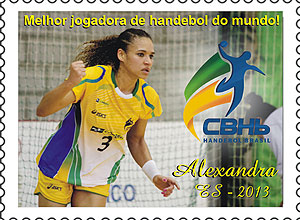 Selo com a jogadora Alexandra Nascimento