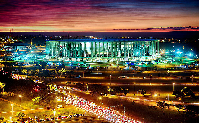 Fachada do estádio Mané Garrincha, em Brasília