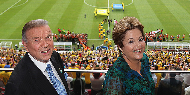O presidente da CBF Jos Maria Marin e a presidente Dilma na abertura da Copa das Confederaes