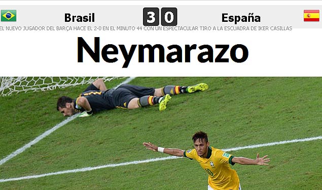 Reproduo de parte do site do jornal 'Marca' com o "Neymarazo" 