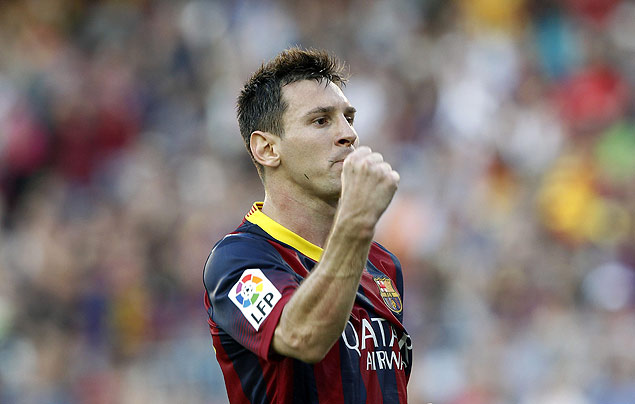 Lionel Messi festeja gol pelo Barcelona
