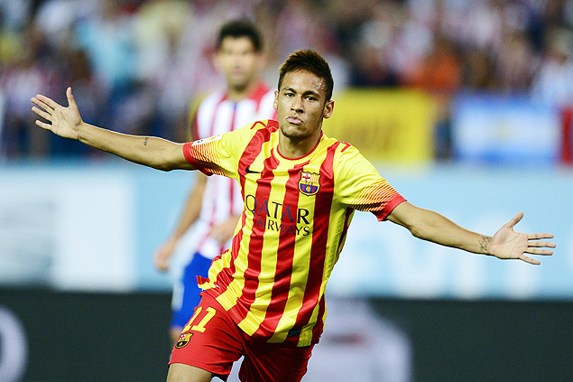 Neymar, após fazer o gol que arrancou o empate de 1 x 1 contra o Real Madrid