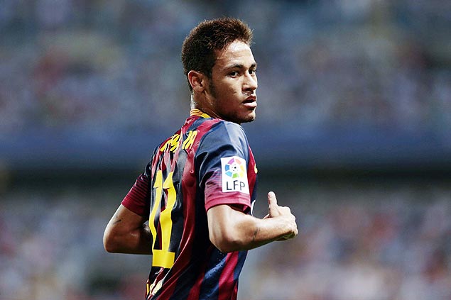 O atacante Neymar, do Barcelona, no jogo ante o Mlaga