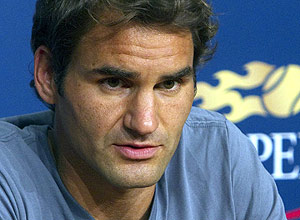 O suo Roger Federer d entrevista em Nova York
