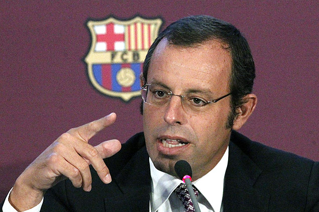 O presidente do Barcelona, Sandro Rosell, durante uma entrevista na Espanha