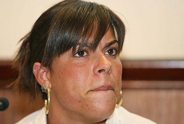 A ex-nadadora Rebeca Gusmo durante entrevista coletiva em Braslia, em 2008