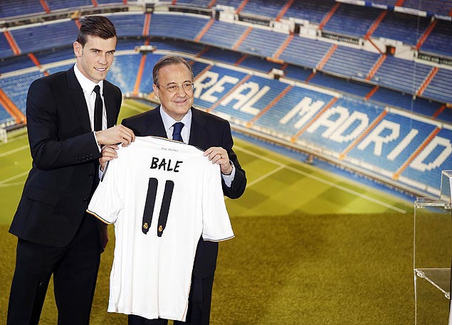 Florentino Perez, na apresentao do meia Gareth Bale no Real Madrid