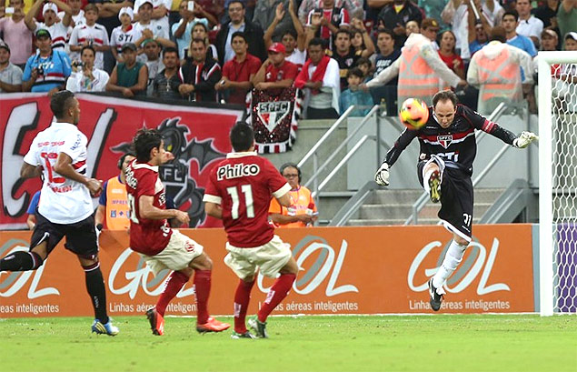 Rogrio Ceni chuta a bola durante Nutico x So Paulo, pelo Campeonato Brasileiro