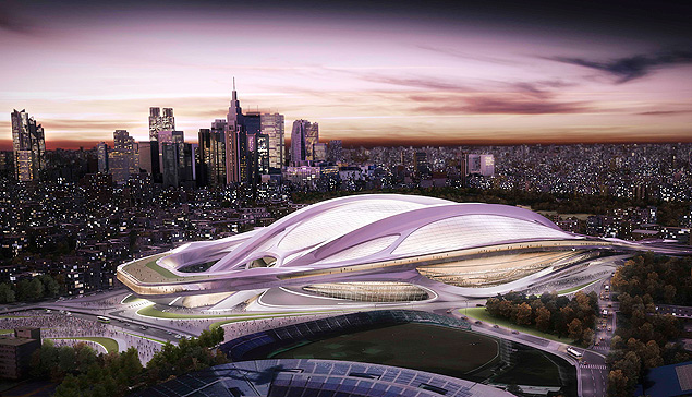 Foto do projeto Estdio Nacional, que seria a pea central dos Jogos Olmpicos de Tquio em 2020