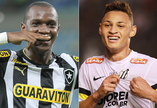 Os jovems Hyuri (esq.) e Nelton so as promessas de Botafogo e Santos para o duelo na Vila pelo Brasileiro