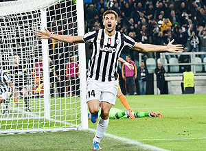Fernando Llorente celebra seu gol pela Juventus sobre o Real Madrid