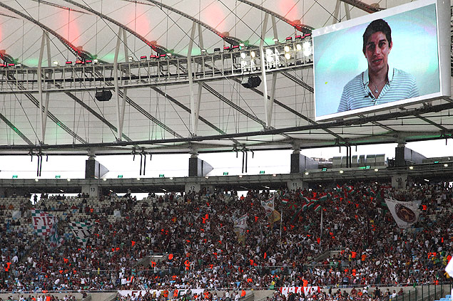 Telo do Maracan mostra mensagem de Conca para os torcedores do Fluminense