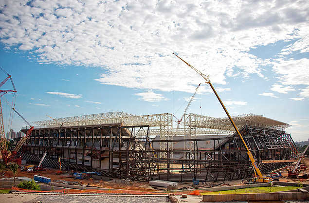 Picture taken on November 11, 2013 of the Arena Pantanal stadium -still under construction- in Cuiaba, state of Mato Grosso 