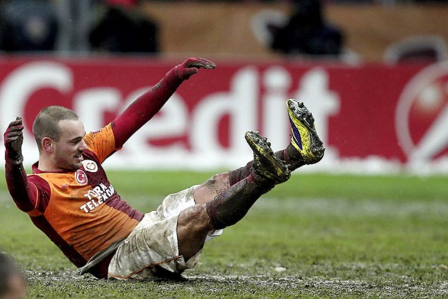 O holands Wesley Sneijder, do Galatasaray, na Liga dos Campees desta temporada