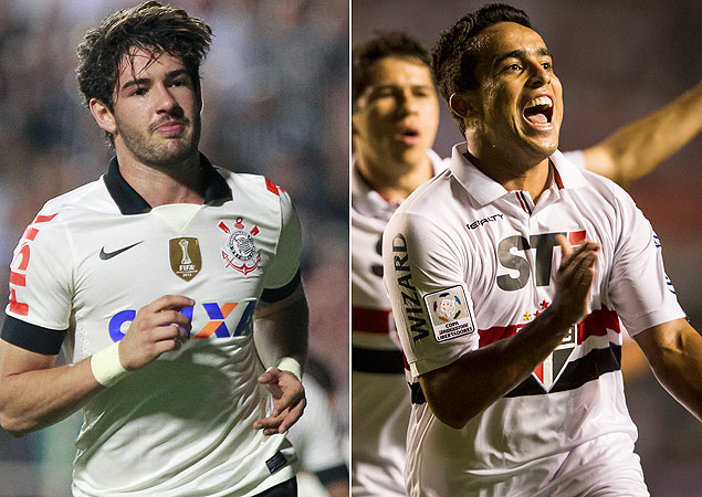 O atacante Pato no Corinthians e o meia Jadson no So Paulo