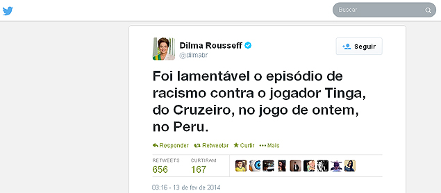 Reproduo do Twitter da presidente Dilma Rousseff
