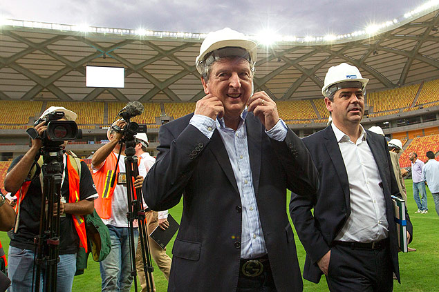Roy Hodgson, tcnico da seleo inglesa, durante visita na Arena da Amaznia