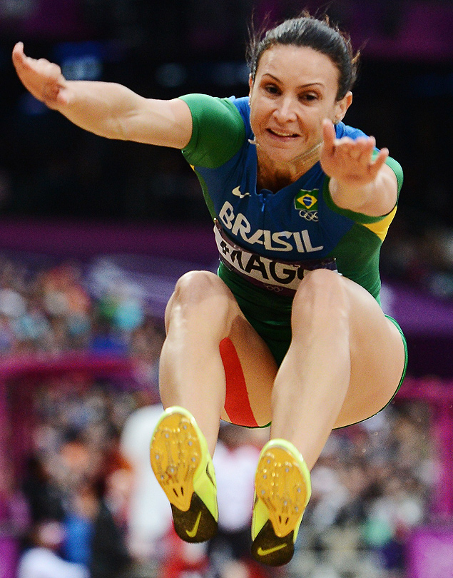 A saltadora Maurren Maggi durante os Jogos Olmpicos de Londres, em 2012