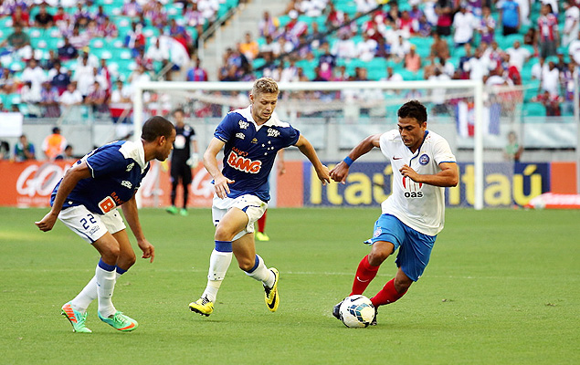 Lance do jogo entre Bahia e Cruzeiro na Fonte Nova