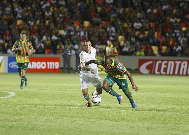 Lance do jogo entre Sampaio Corra x Palmeiras, pela Copa do Brasil 