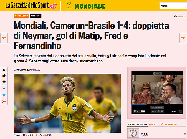 Destaque para a vitria brasileira no site do italiano "Gazzetta dello Sport"