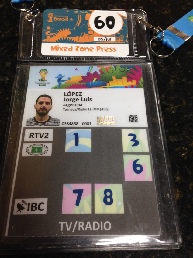 Credencial da Fifa do jornalista argentino Jorge Luis Lopez