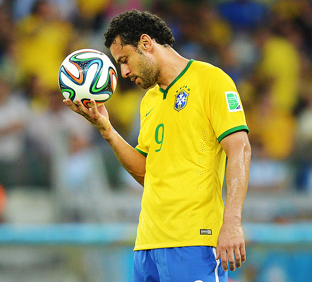 O atacante Fred durante jogo da seleo brasileira contra a Alemanha, no Mineiro
