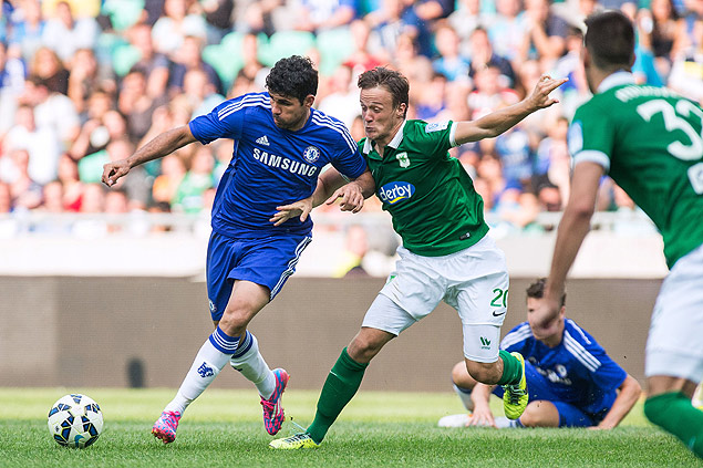 Atacante Diego Costa faz sua estreia pelo Chelsea em amistoso contra o Olimpija Ljubljana