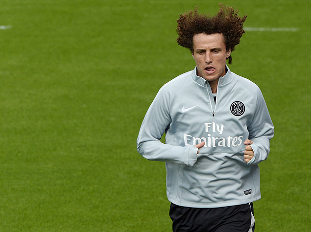 David Luiz durante o seu primeiro treino no PSG