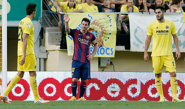 O atacante Lionel Messi, do Barcelona, durante partida contra o Villarrel
