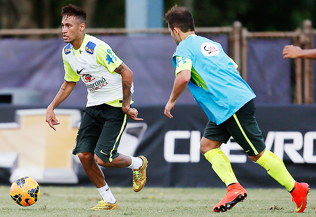 Neymar durante treino da seleo brasileira em Miami